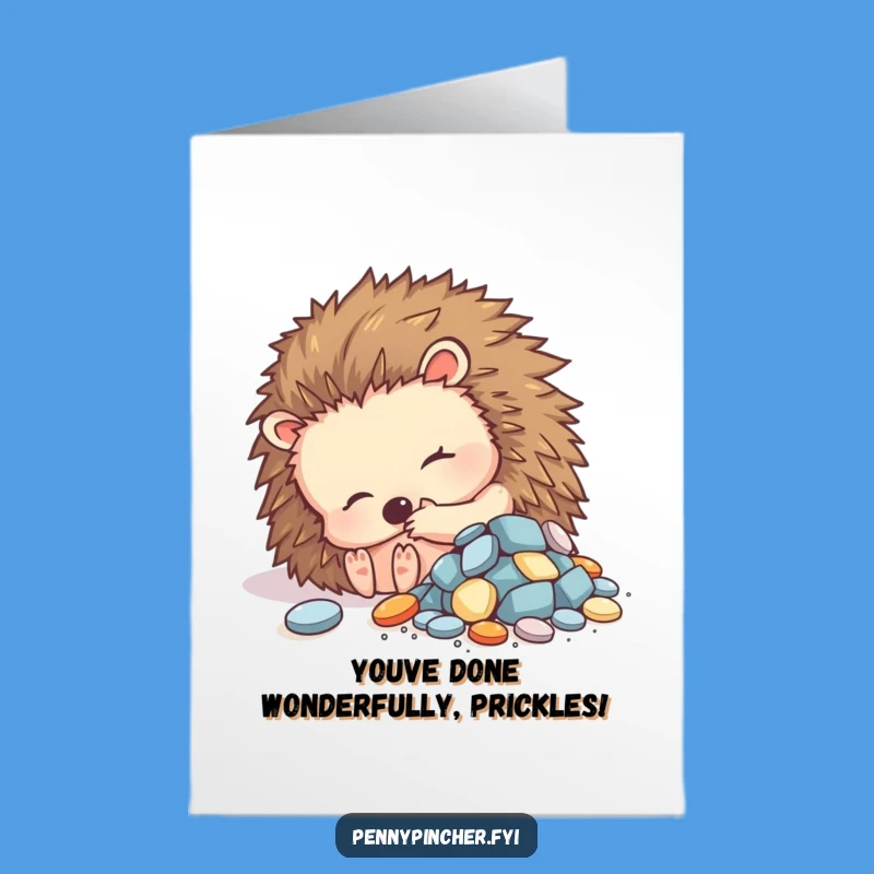 Free Printable Congrats Card: Hedgehog's Joyful Haul - Charming Downloadable Celebration