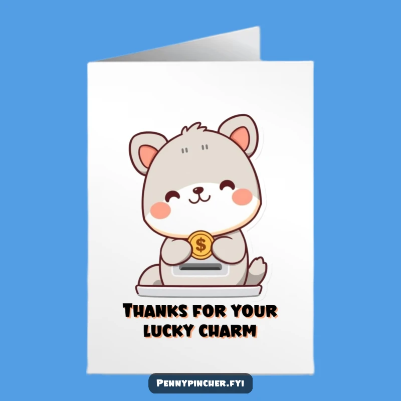 Free Printable Animal Thank You Card: Lucky Coin Downloadable