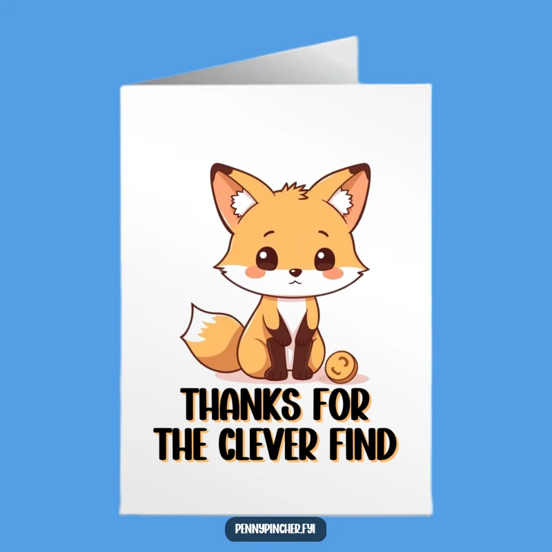 Free Printable Fox Thank You Card, Funny Coin Gratitude, Downloadable & Easy Print at Home