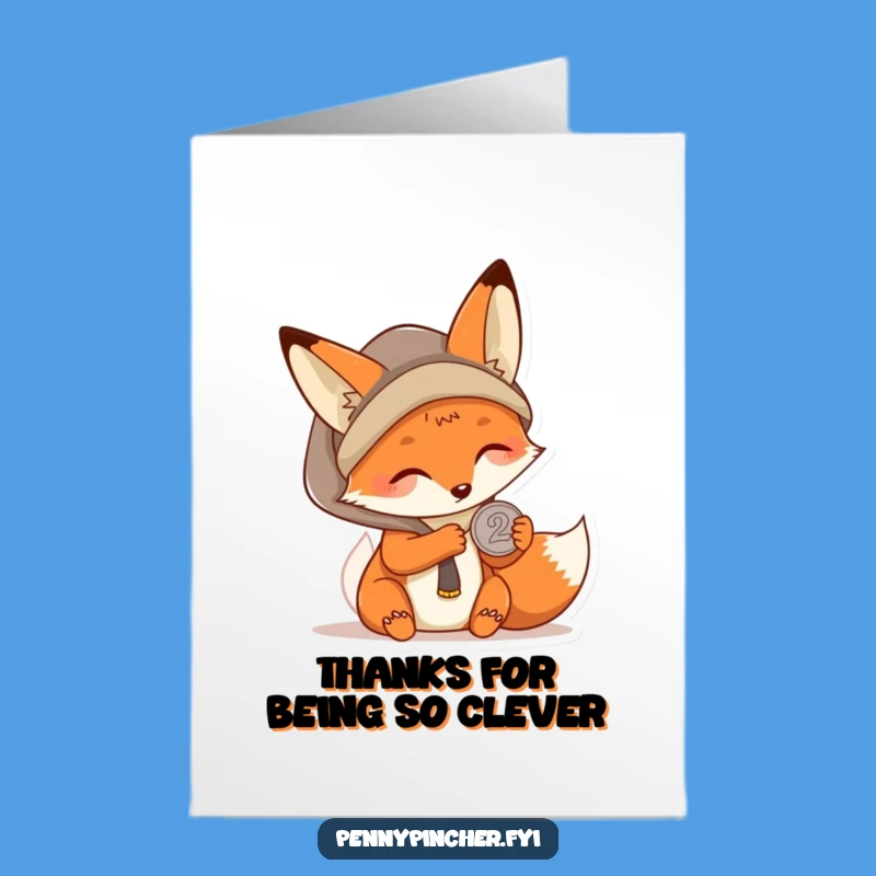 Free Printable Kawaii Fox Thank You Card: Clever Saver Downloadable for Gratitude