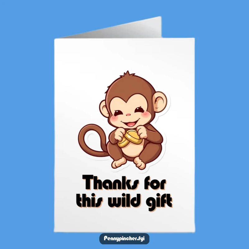Free Printable Monkey Thank You Card, Funny Coin Knot Gratitude, Downloadable & Easy Print at Home