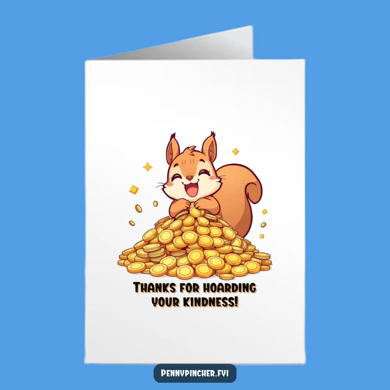 Free Printable Squirrel Thank You Card: Funny Coin Collection Downloadable Gift