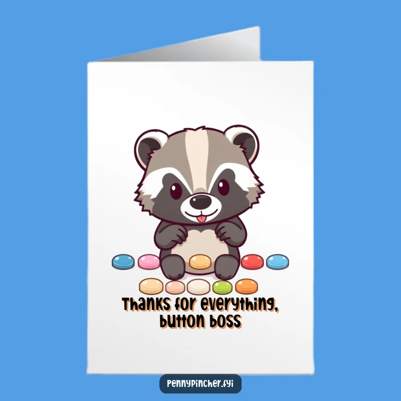 Free Printable Thank You Card: Badger's Button Gratitude - Adorable Downloadable Note
