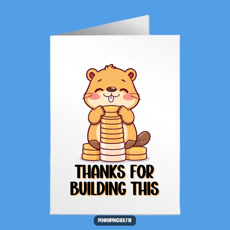Free Printable Thank You Card: Beaver's Coin Stack for Your Generosity