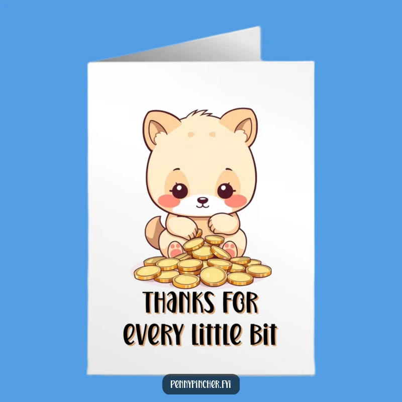 Free Printable Thank You Card: Funny Coin Counting Animal, Downloadable Gratitude Card