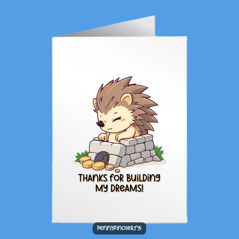 Free Printable Thank You Card: Hedgehog's Coin Stash for Your Kindness!