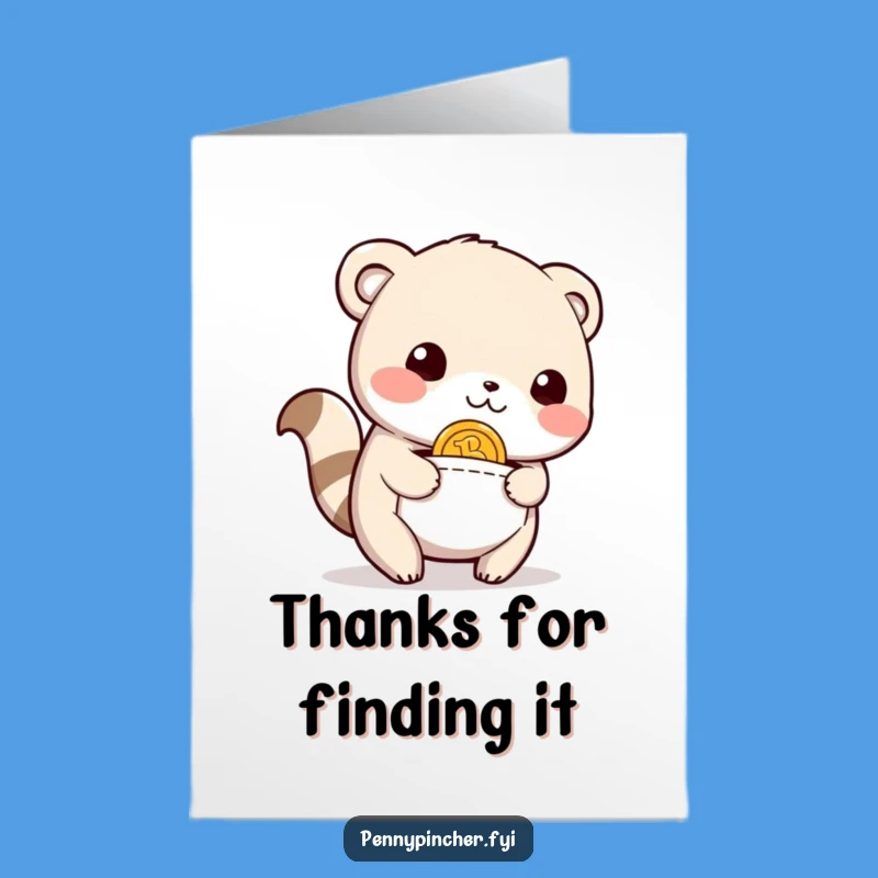 Free Printable Thank You Card: Lucky Coin Finder Animal, Funny Downloadable Gratitude