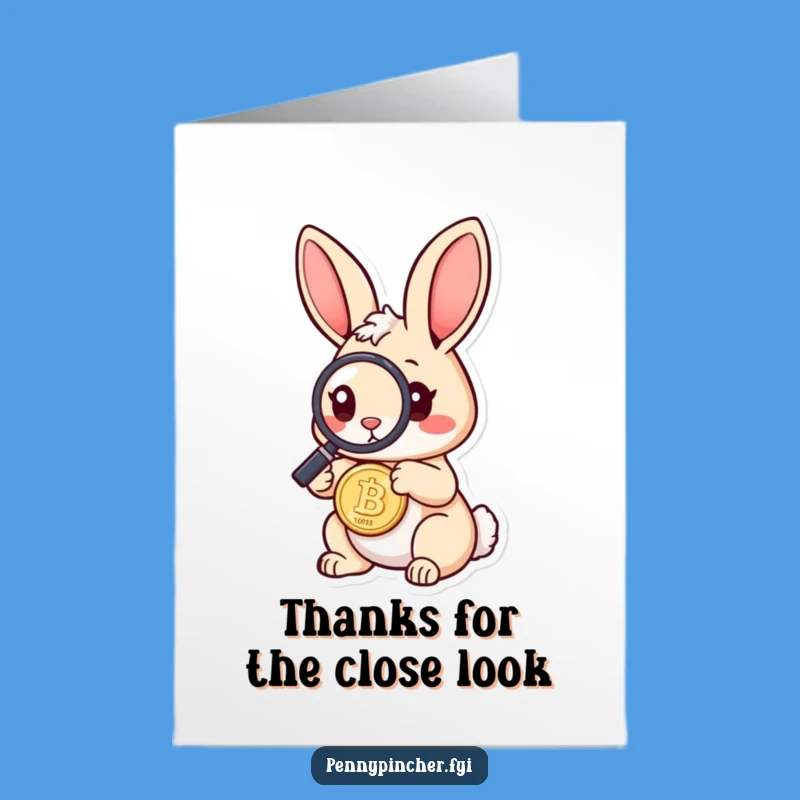 Free Printable Thank You Card: Rabbit Inspects Coin You Gave
