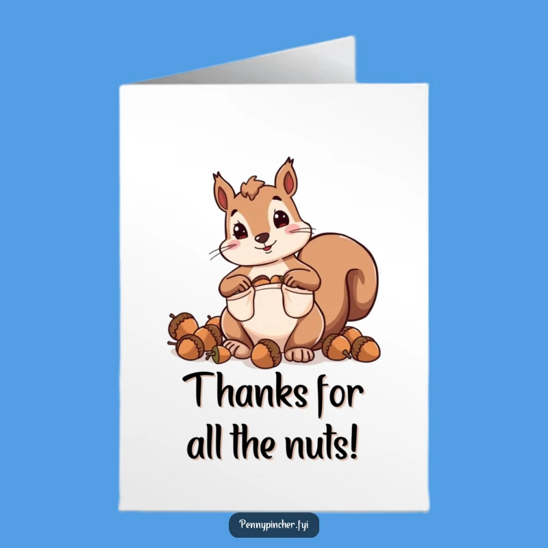 Free Printable Thank You Card: Squirrel Hoarding Acorns for Abundant Thanks!