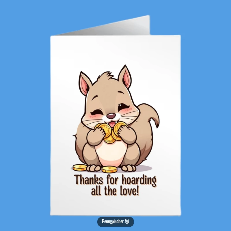 Free Printable Thank You Squirrel Card - Funny Coins Stuffed Cheeks Gift