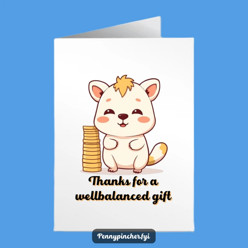 Funny Free Printable Thank You Card: Coin Balance Animal - Easy Downloadable Gift