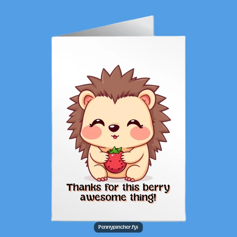 Hedgehog Berry Thank You Card: Free Printable Download for a Shy Thanks