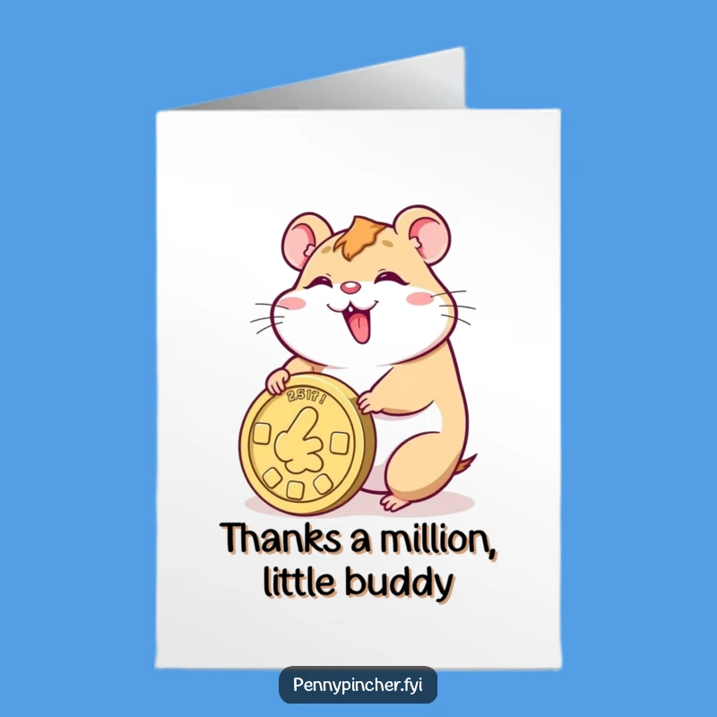 Free Printable Thank You Card: Hamster's Coin Gratitude - Cute Downloadable Note