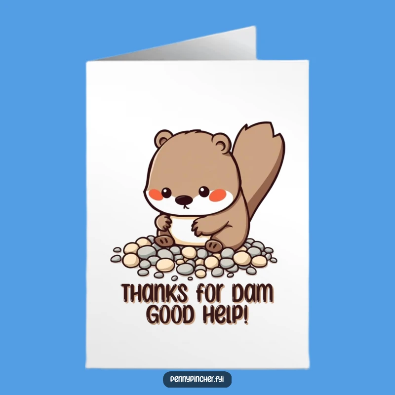 Free Printable Kawaii Beaver Thank You Card: Cheeky Organizer Download for Gratitude