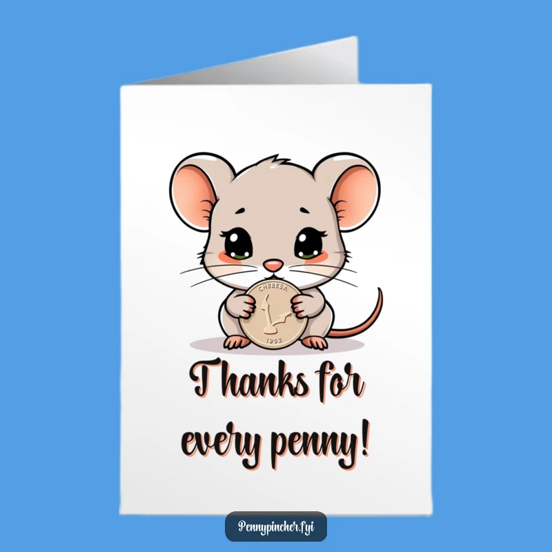 Free Printable Thank You Card: Guarding Mouse, Downloadable Gratitude, Funny Gift
