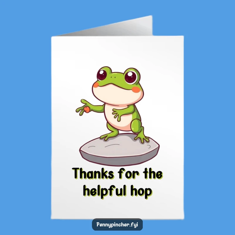 Free Printable Thank You Card: Frog Coin Stepping Stone Funny Downloadable