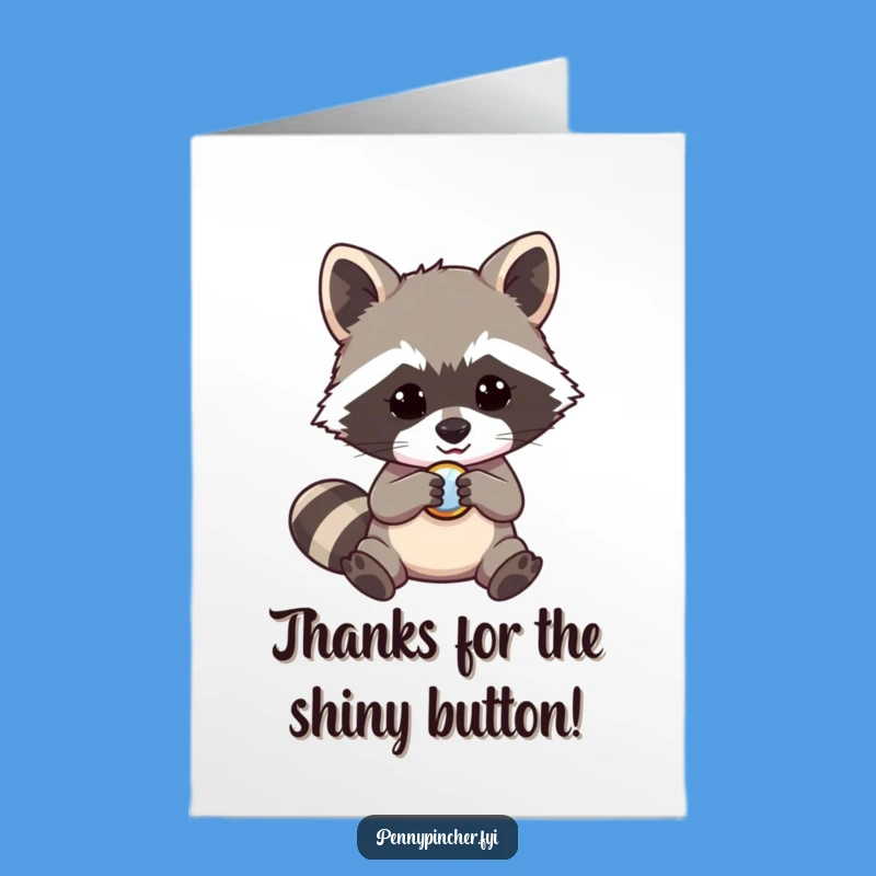 Shiny Button Thank You Card: Free Printable Raccoon Download for Gratitude