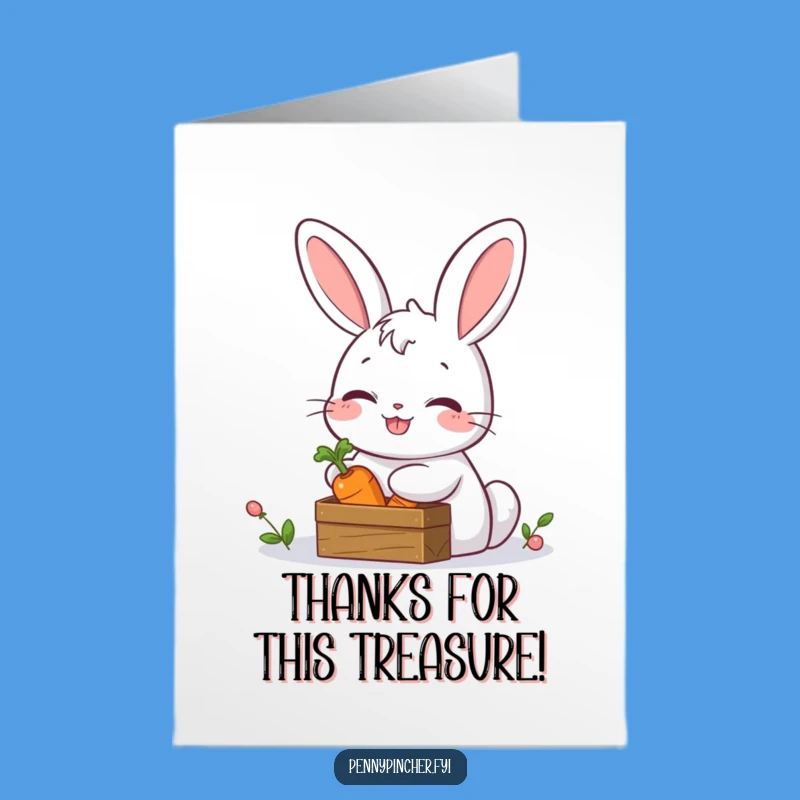Free Printable Rabbit Thank You Card: Funny Hidden Treasure Downloadable Gift for Gratitude