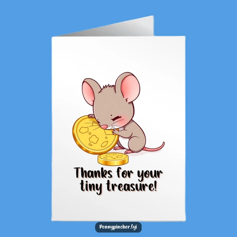 Free Printable Mouse Thank You Card: Funny Coin Appreciation Downloadable Gift