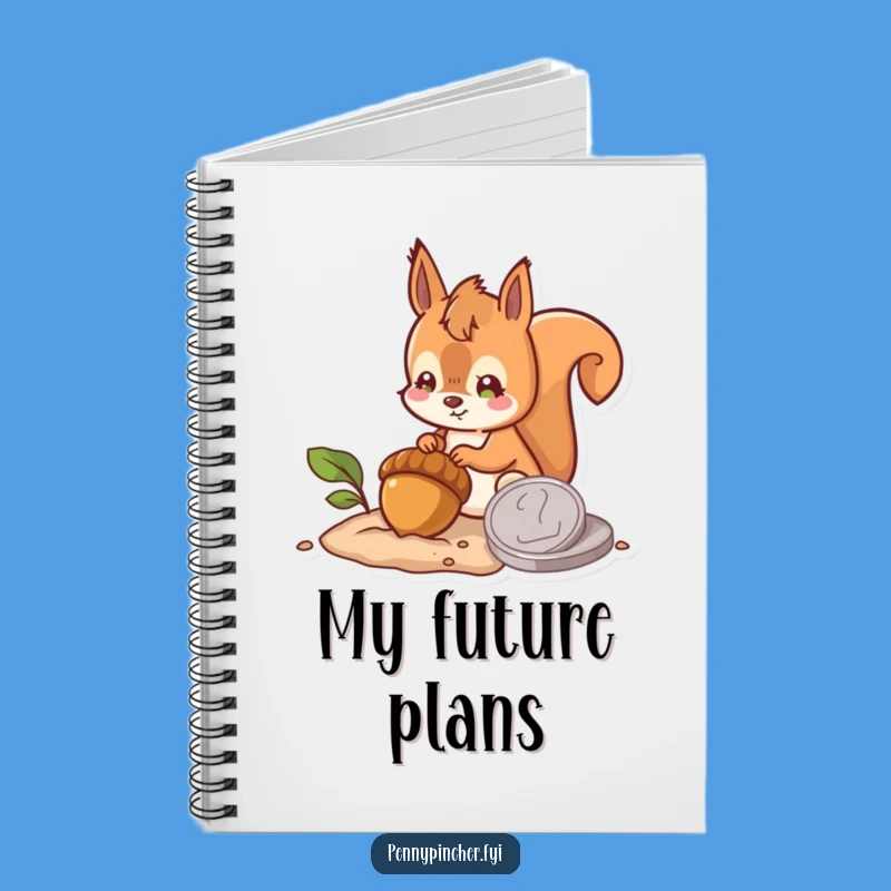Funny Hopeful Squirrel Burying Acorn Coin Notebook: Jot Down Your Future Plans