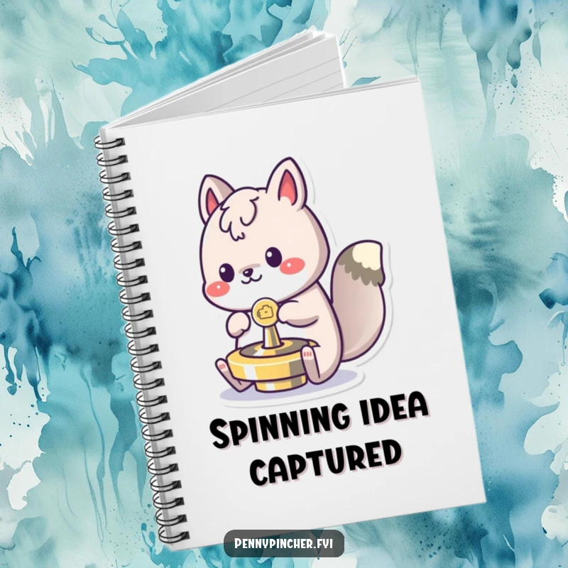 Funny spinning animal notebook, focused on spinning a coin top, ideal for jotting down humorous and creative ideas.