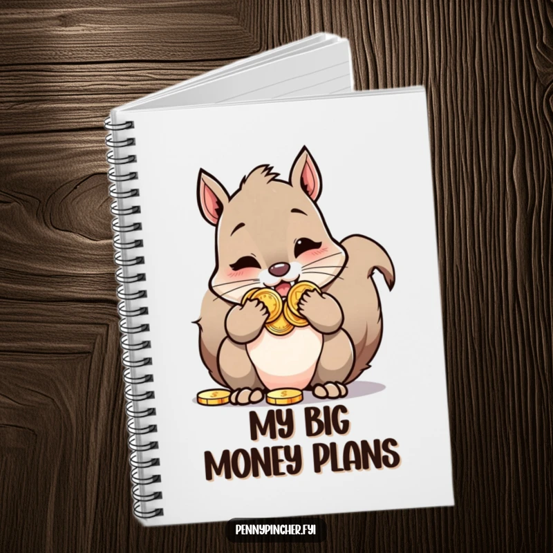 Funny Squirrel Notebook: A squirrel character with cheeks packed with shiny coins, ready to record your thoughts.