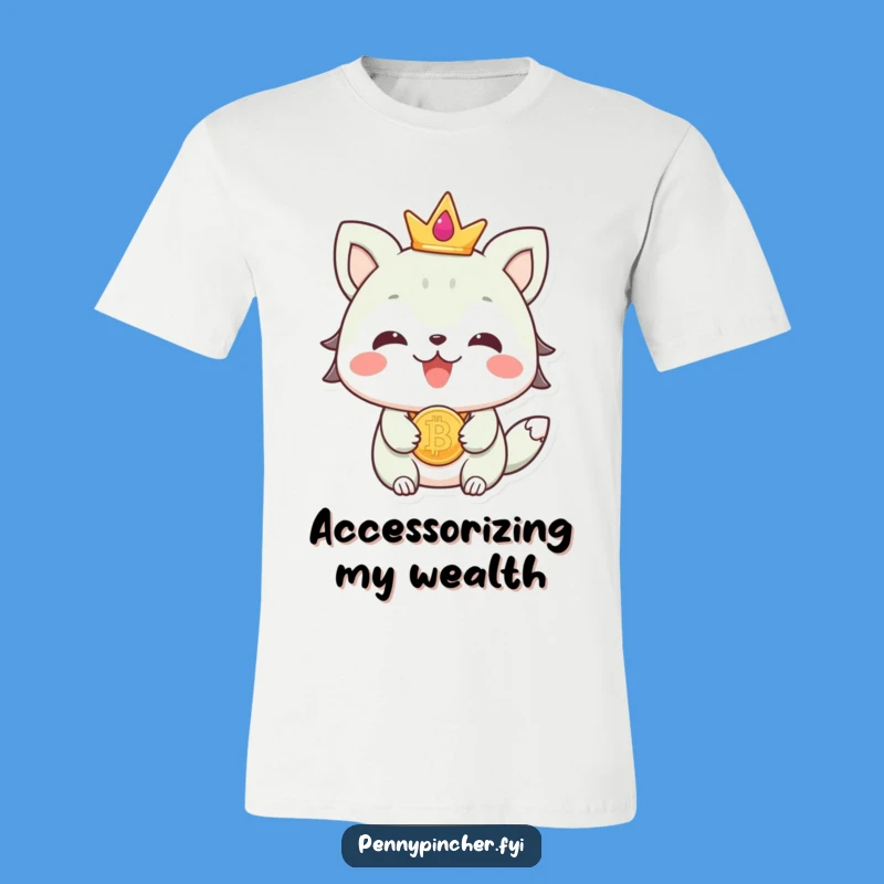 Funny Animal T-Shirt: Beaming Coin Jewelry Character Graphic Tee