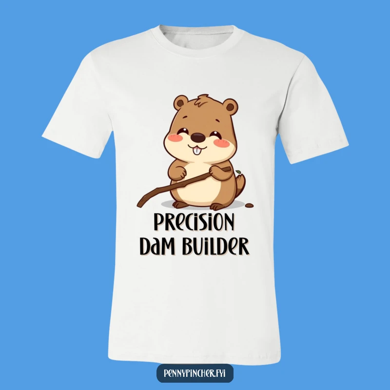 Funny Beaver Measuring Stick T-Shirt - Humorous Craftsmanship Tee
