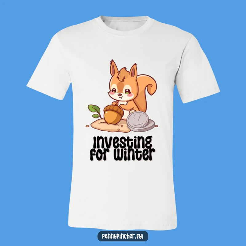 Funny Hopeful Squirrel Burying Acorn Coin T-Shirt: Wear Your Future Dreams with Humor