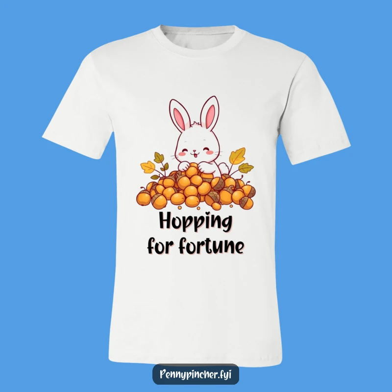 Funny Rabbit T-Shirt: Happy rabbit w/ acorns, a perfect spring tee funny gift.
