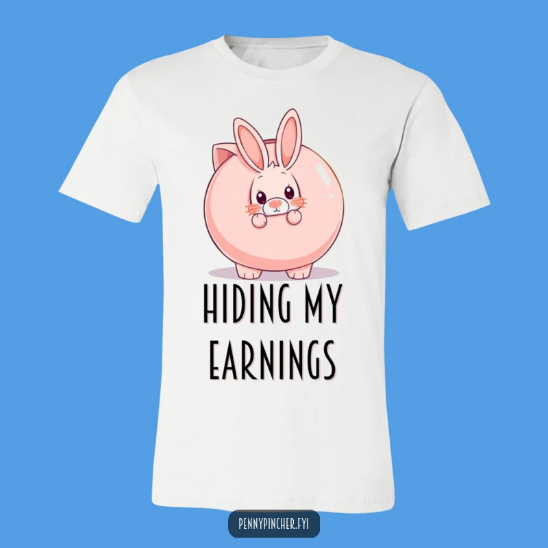 Funny Shy Rabbit Piggy Bank T-Shirt: Wear Your Introverted Savings Style