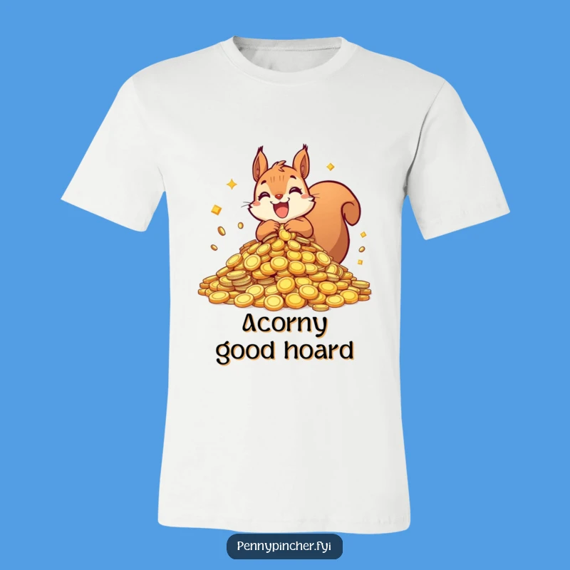 Funny Squirrel Hoarding T-Shirt: Shiny Coins Tee, Ambitious Gift