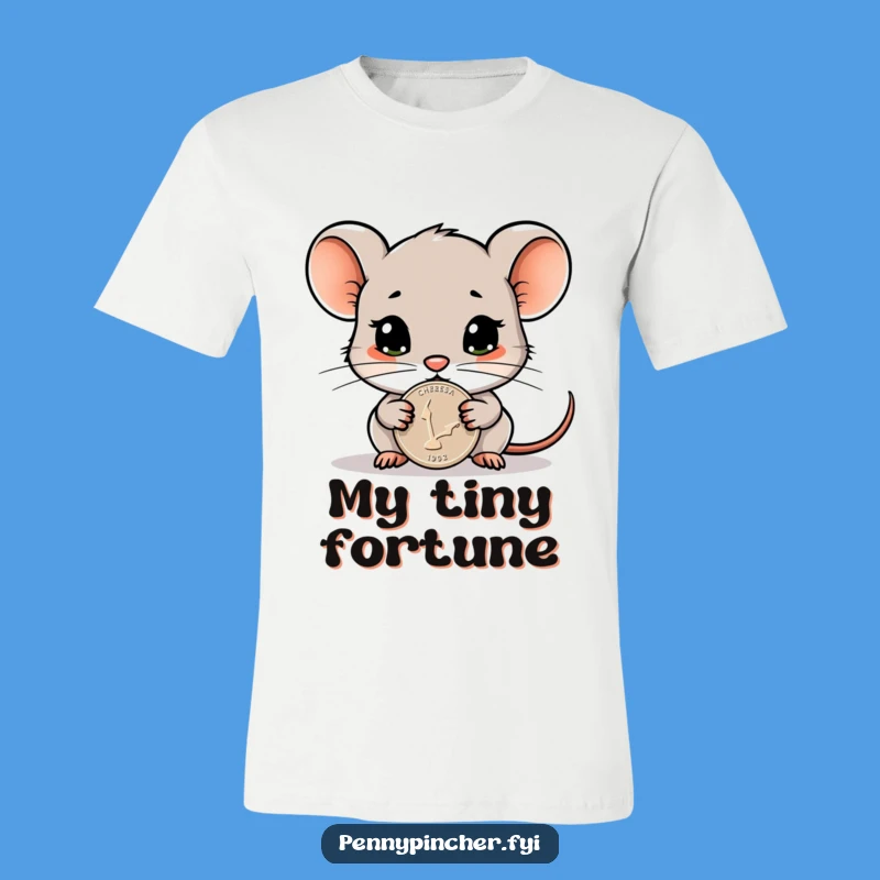 Funny Cautious Mouse Penny T-Shirt - Humorous Minimalist Apparel Gift