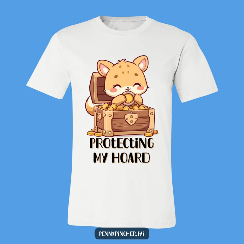 Funny Animal Treasure Tee: Locked Chest Design, Ideal Humorous Gift for Savers