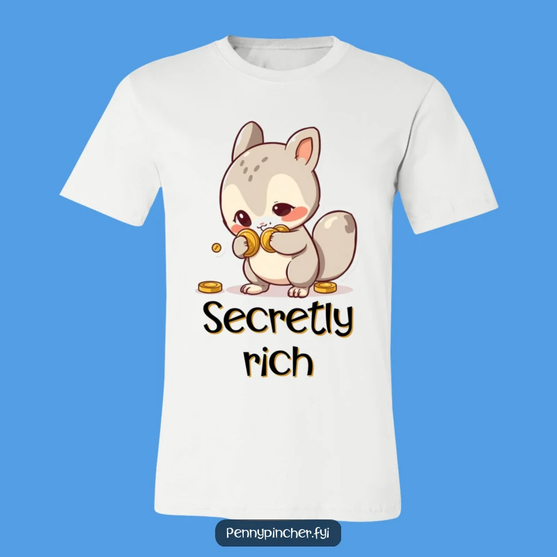 Funny T-Shirt: Mischievous Animal Character Secretly Hiding Coins, Ideal Humorous Gift
