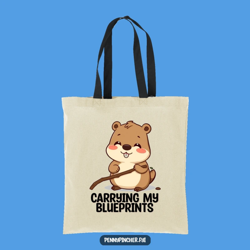 Funny Beaver Tool Tote Bag - Durable Craftsmanship Accessory Gift