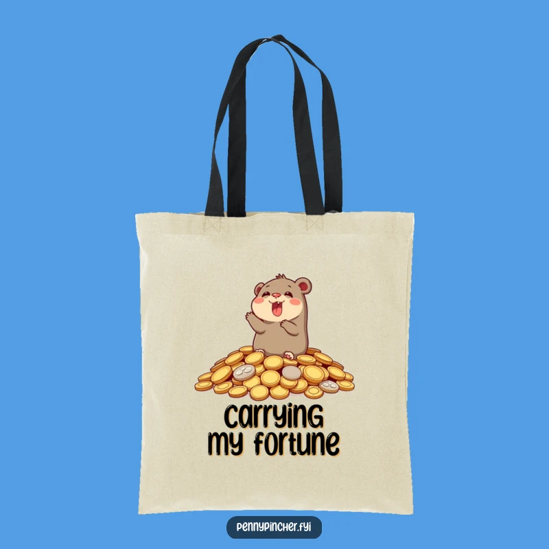 Funny Mole's Fortune Tote: Joyful Character's Coin-Filled Shopping Bag Gift