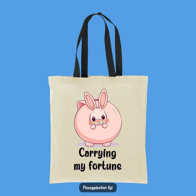 Funny Shy Rabbit Piggy Bank Tote Bag: Carry Your Treasures Discreetly