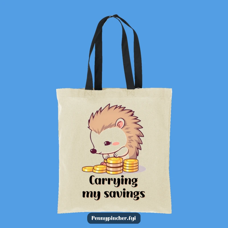 Funny Thrifty Hedgehog Tote: Coin Keeper's Practical Shopping Bag Gift