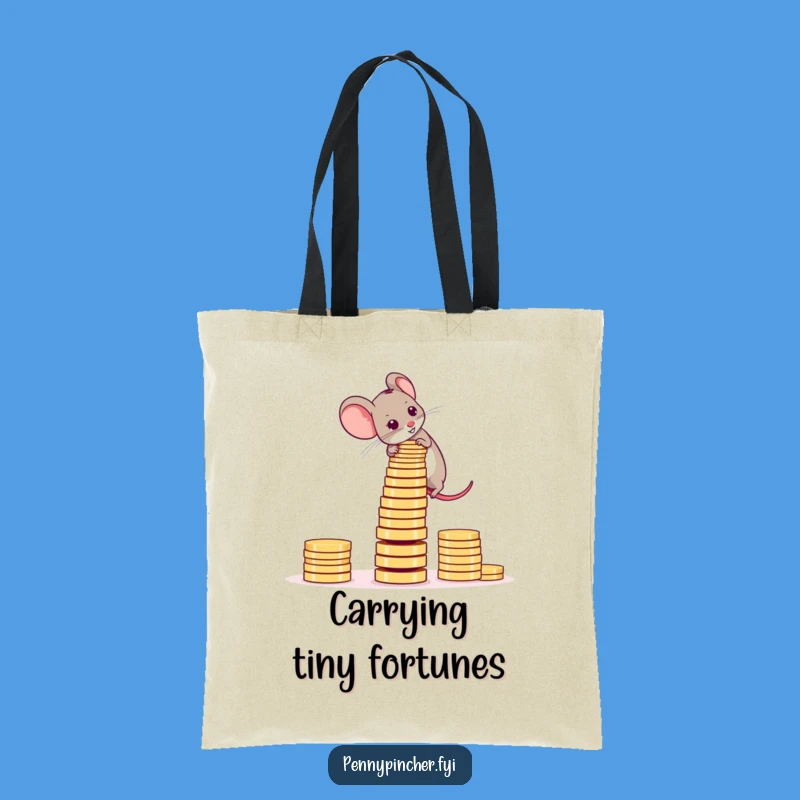 Funny Mouse Coin Tower Tote Bag: Carry Your Ambitions in Style - Great Gift!