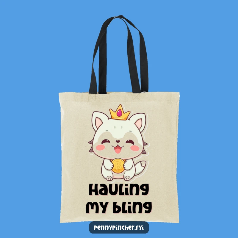 Funny Animal Tote Bag: Beaming Coin Jewelry Character for Chic Shoppers