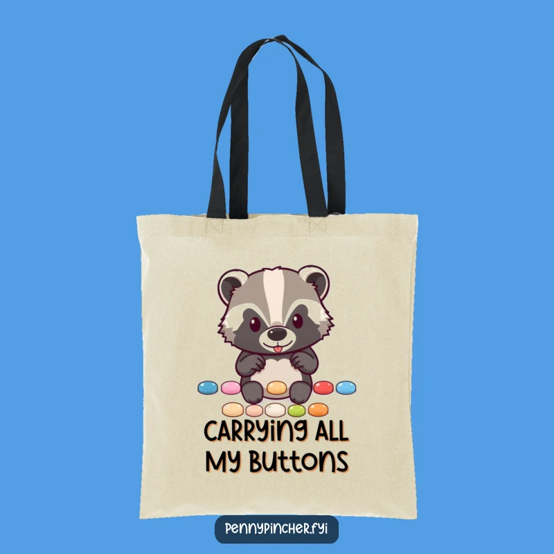 Funny Badger Button Lover Tote Bag: Carry Your Essentials with Humor