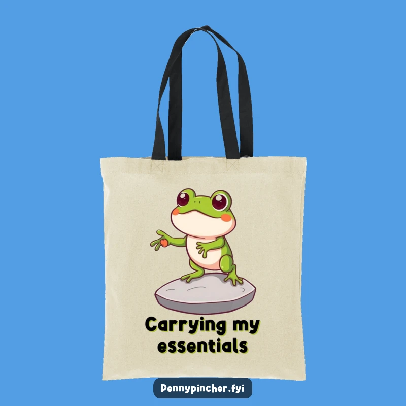 Funny Clever Frog Coin Stepping Stone Tote Bag: Carry Your Cleverness Everywhere