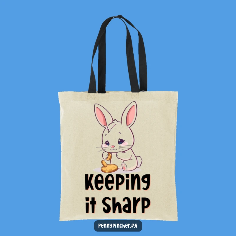 Funny Determined Rabbit Polishing Penny Tote Bag: Carry Your Goals in Style