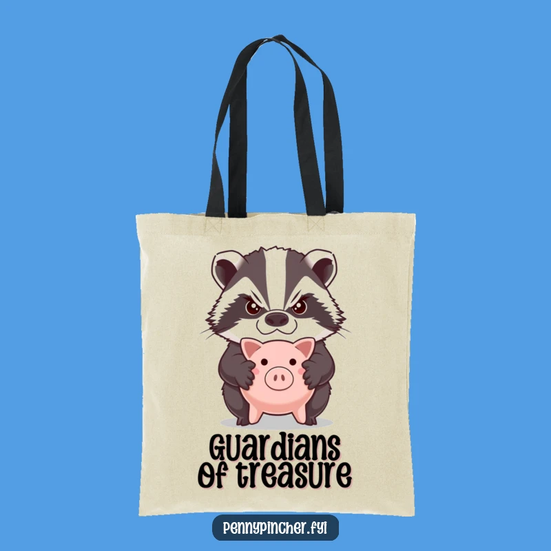 Funny Grumpy Badger Piggy Bank Tote Bag: Carry Your Savings with Authority