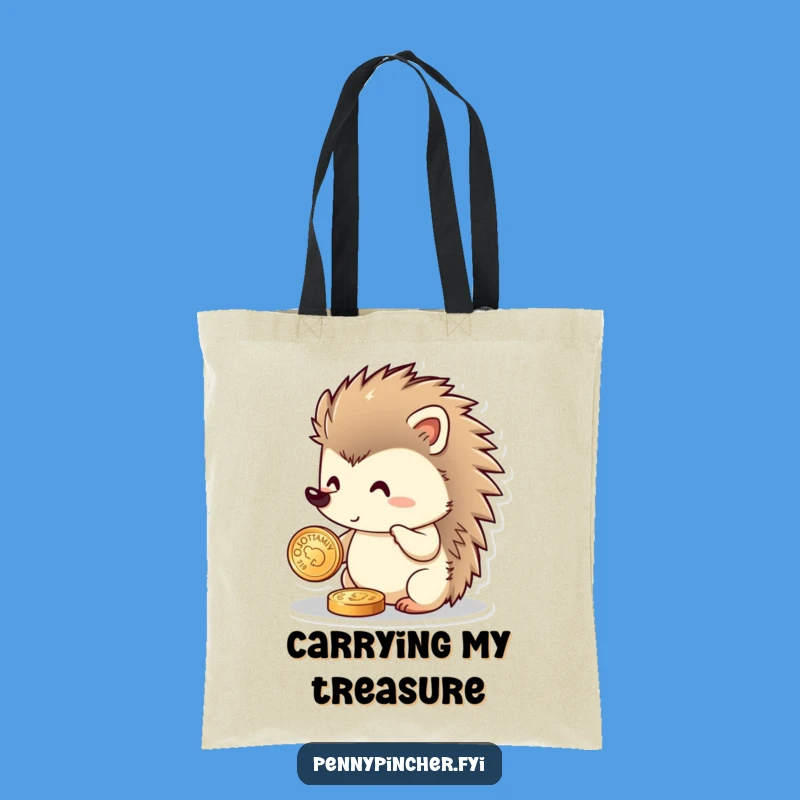 Funny Hedgehog Tote Bag: Carry Your Coins with Comedic Polish!