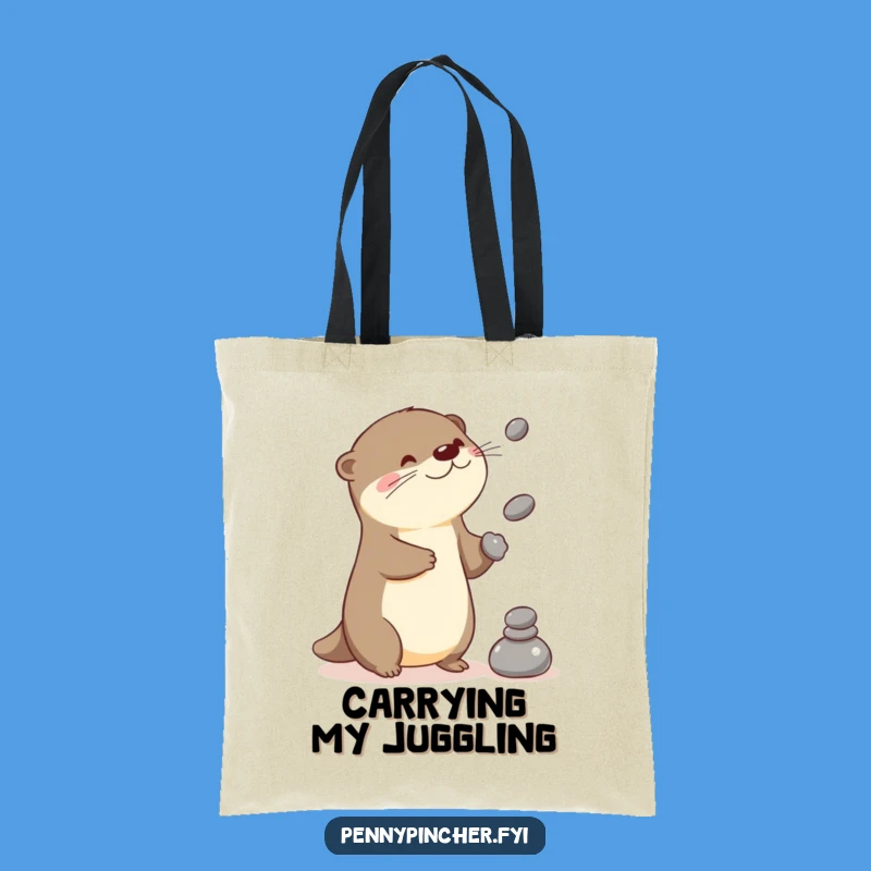 Funny Juggling Otter Tote Bag: Carry Playfulness in Kawaii Style