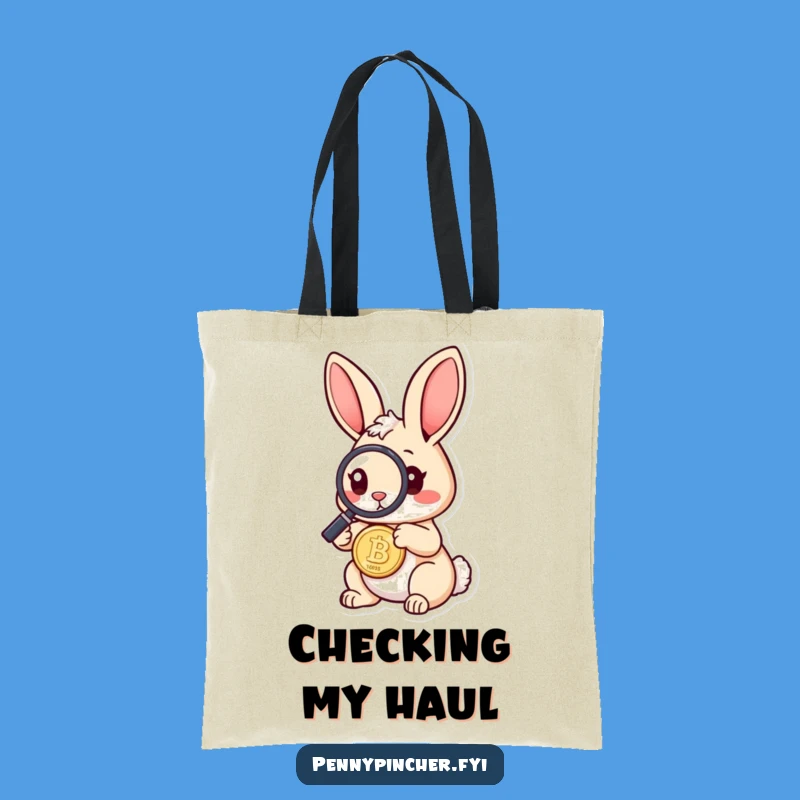 Funny Rabbit Tote Bag: Carry Your Discoveries with Comedic Inspection!