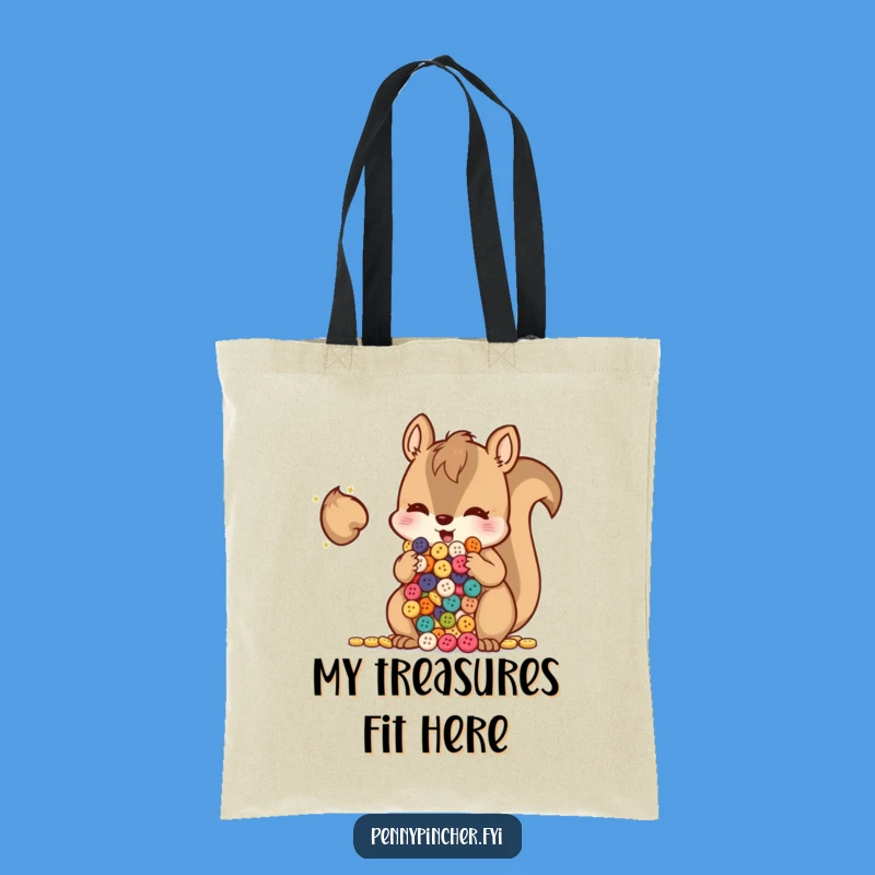 Funny Squirrel Button Hoarder Tote Bag: Carry Your Finds with Cheeky Style