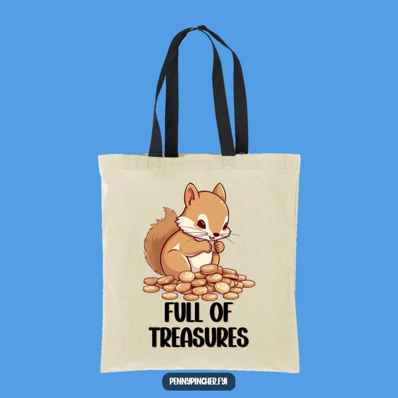 Funny Squirrel Counting Pennies Tote Bag: Carry Your Fortune in Style - Great Gift!
